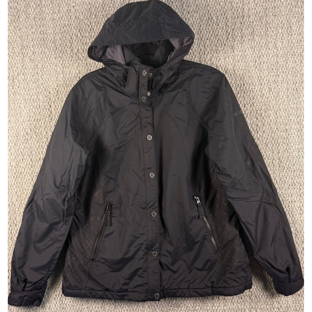 Columbia Vintage Y2K Jacket Women Large Black Waterproof Insulated Detach Hood